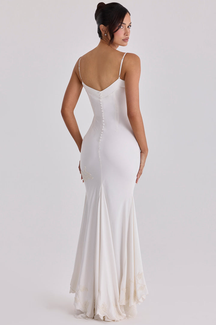 Anastelle hand beaded embellished satin maxi dress
