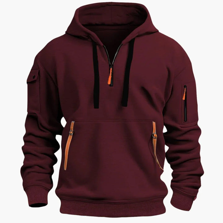 Men's Hoodie with Adjustable Hood and Zipper Pockets