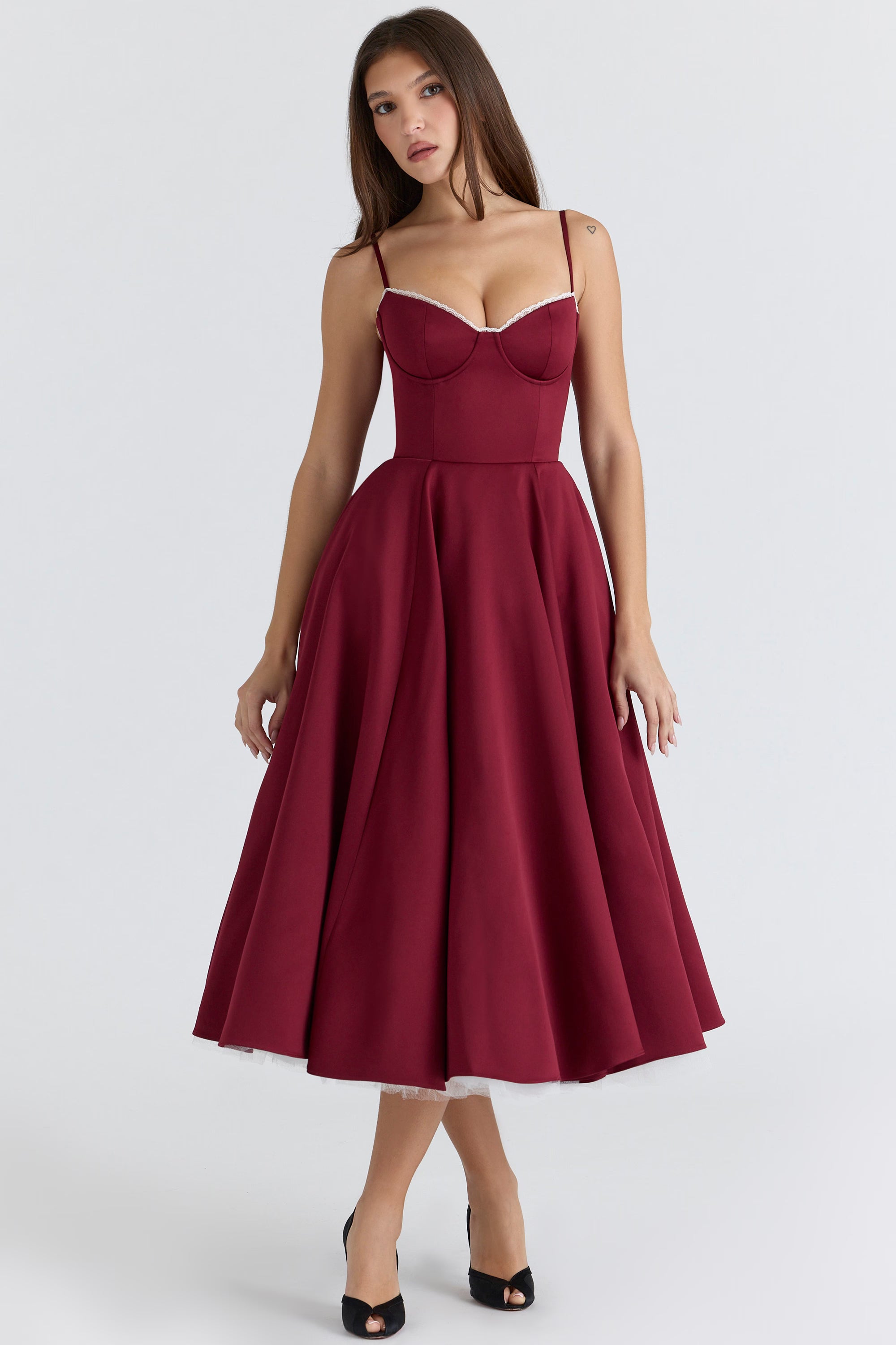 Mademoiselle Satin Tulle Midi Dress