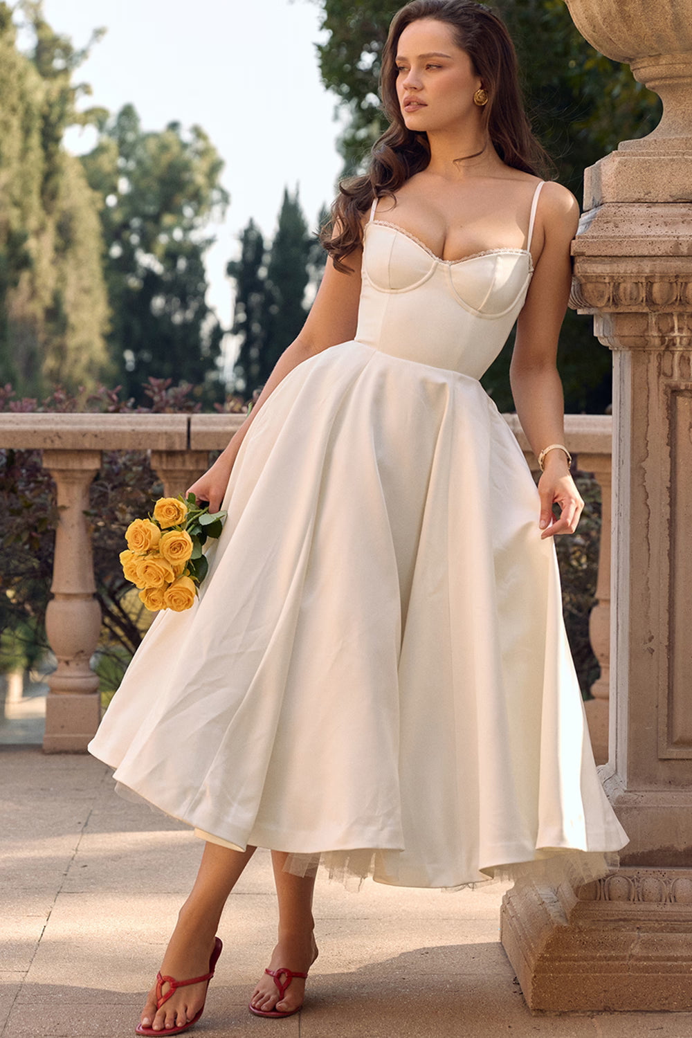 Mademoiselle Satin Tulle Midi Dress