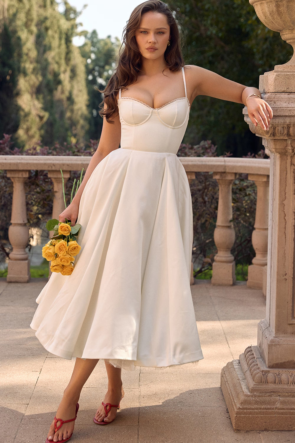 Mademoiselle Satin Tulle Midi Dress