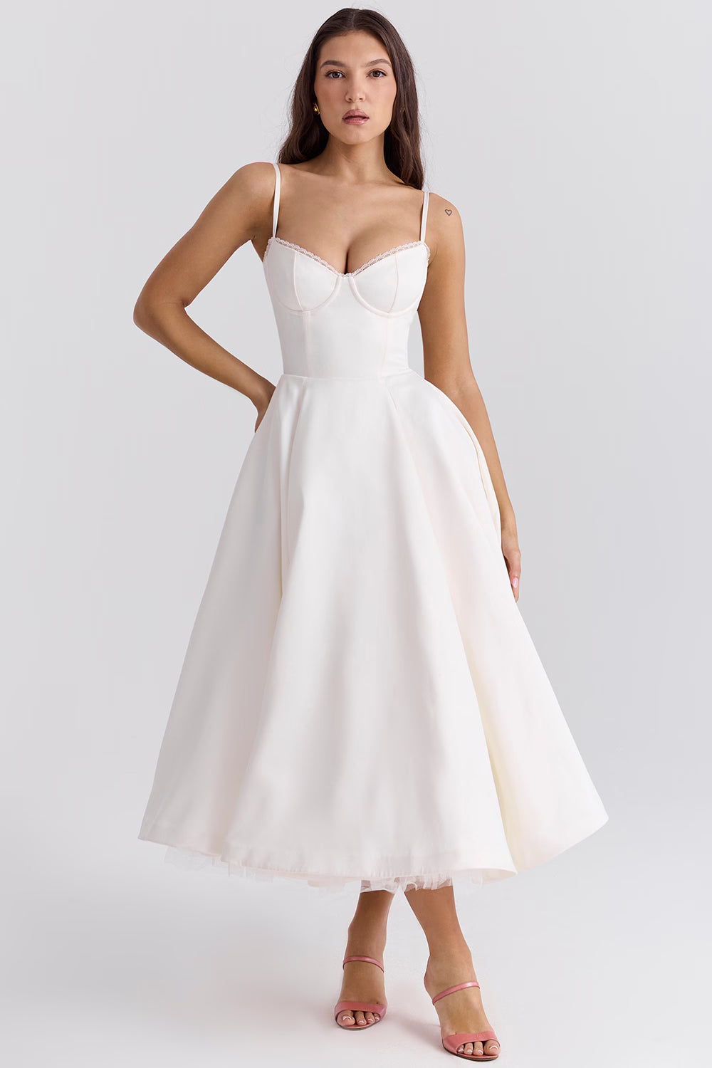 Mademoiselle Satin Tulle Midi Dress